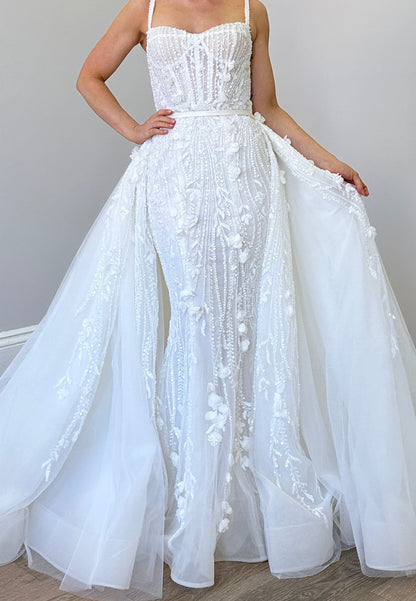 Beaded Mermaid Wedding Dress with Overskirt