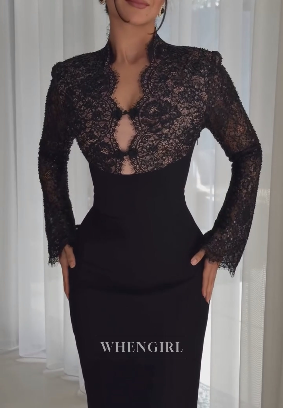 Lace Bodice Maxi Gown with Lace-Up Back