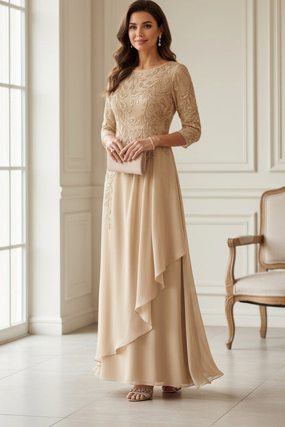Embroidered Illusion A-Line Evening Gown
