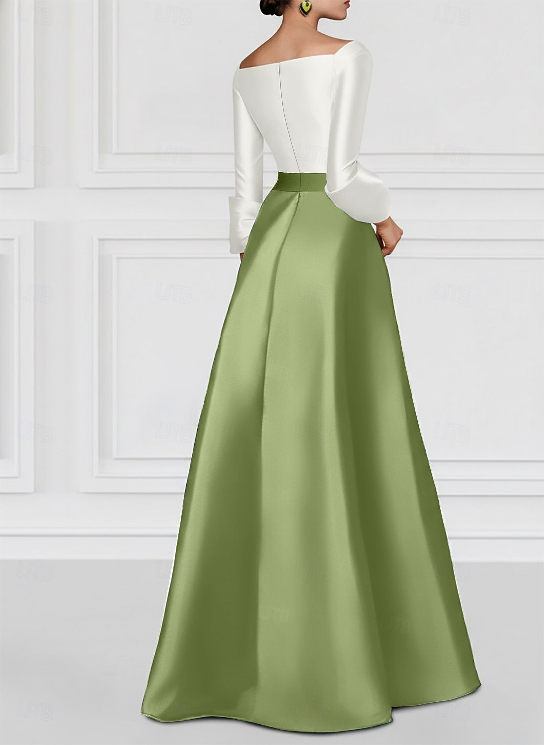 Off-Shoulder Floral Sequin Skirt Evening Gown with Overskirt