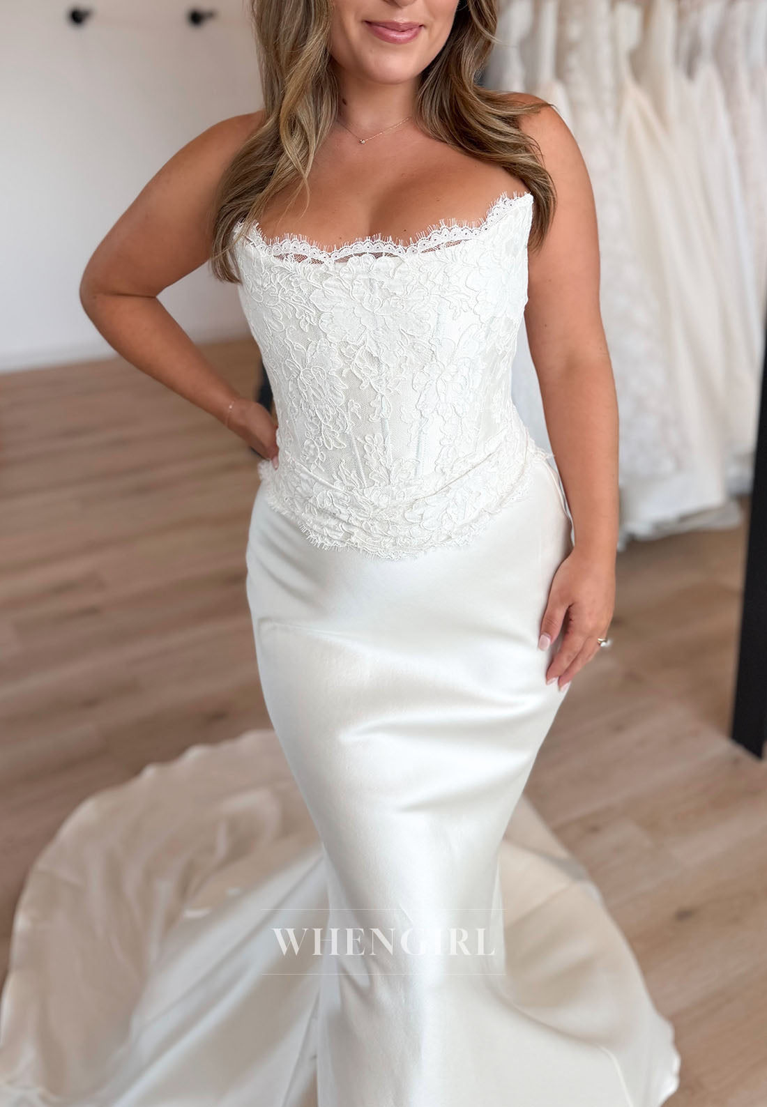 Lace Corset Strapless Mermaid Wedding Gown
