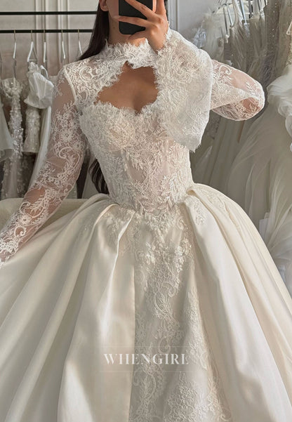 Lace and Satin Ball Gown Wedding Dress