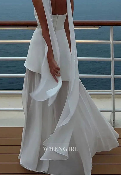 Strapless Layered Maxi Dress with High Slit