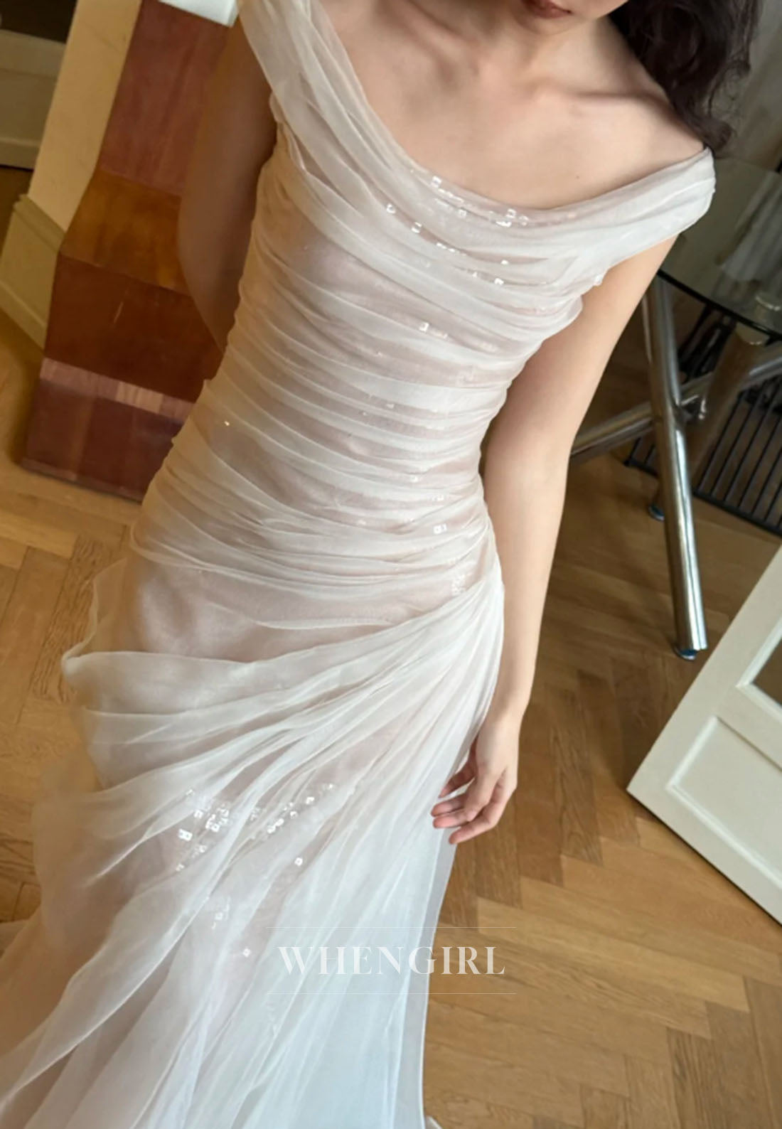 Romantic Ruched Off-the-Shoulder Bridal Gown