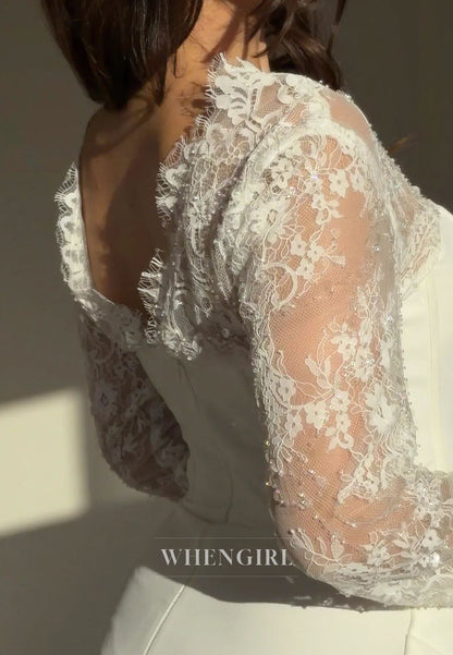 Lace Sleeve Corset Mermaid Wedding Dress