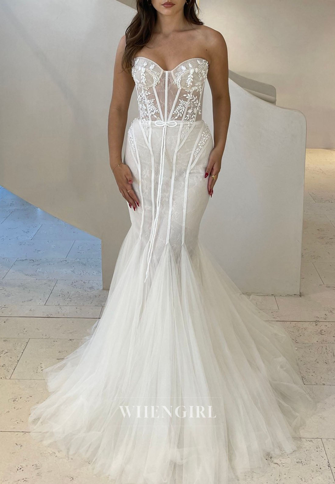 Strapless Corset Lace Mermaid Wedding Dress