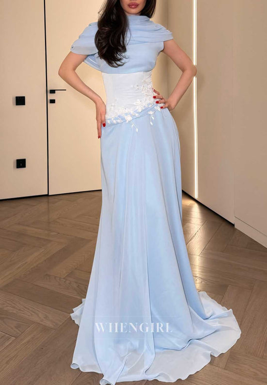 High Neck Draped Chiffon Evening Gown