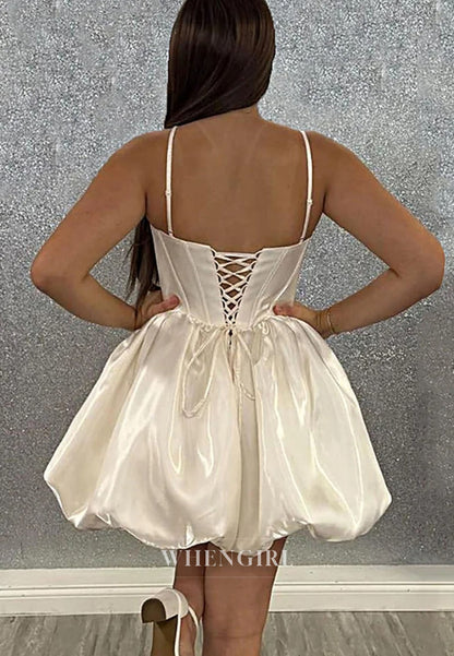 Cowl Neck Bubble Hem Corset Mini Dress