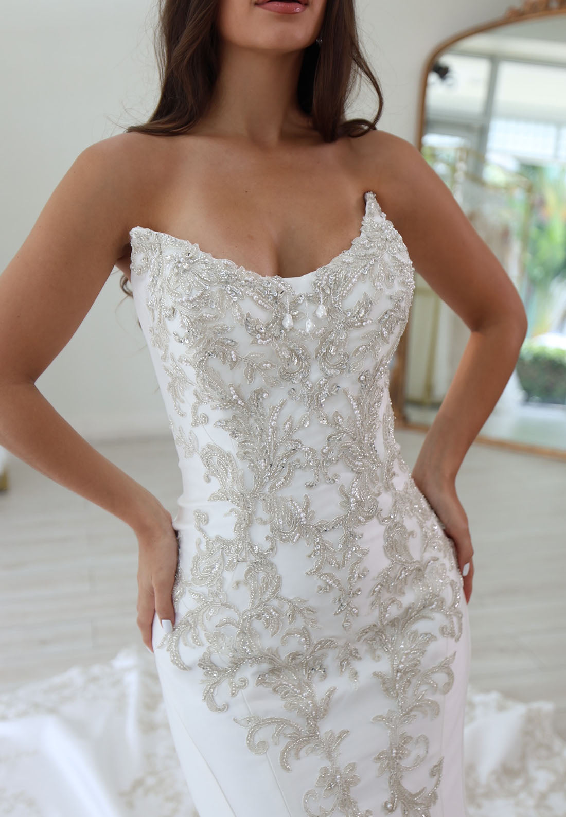 Strapless Beaded Embroidered Mermaid Wedding Dress