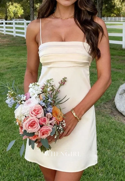 Satin Pleated-Bust Mini Slip Dress