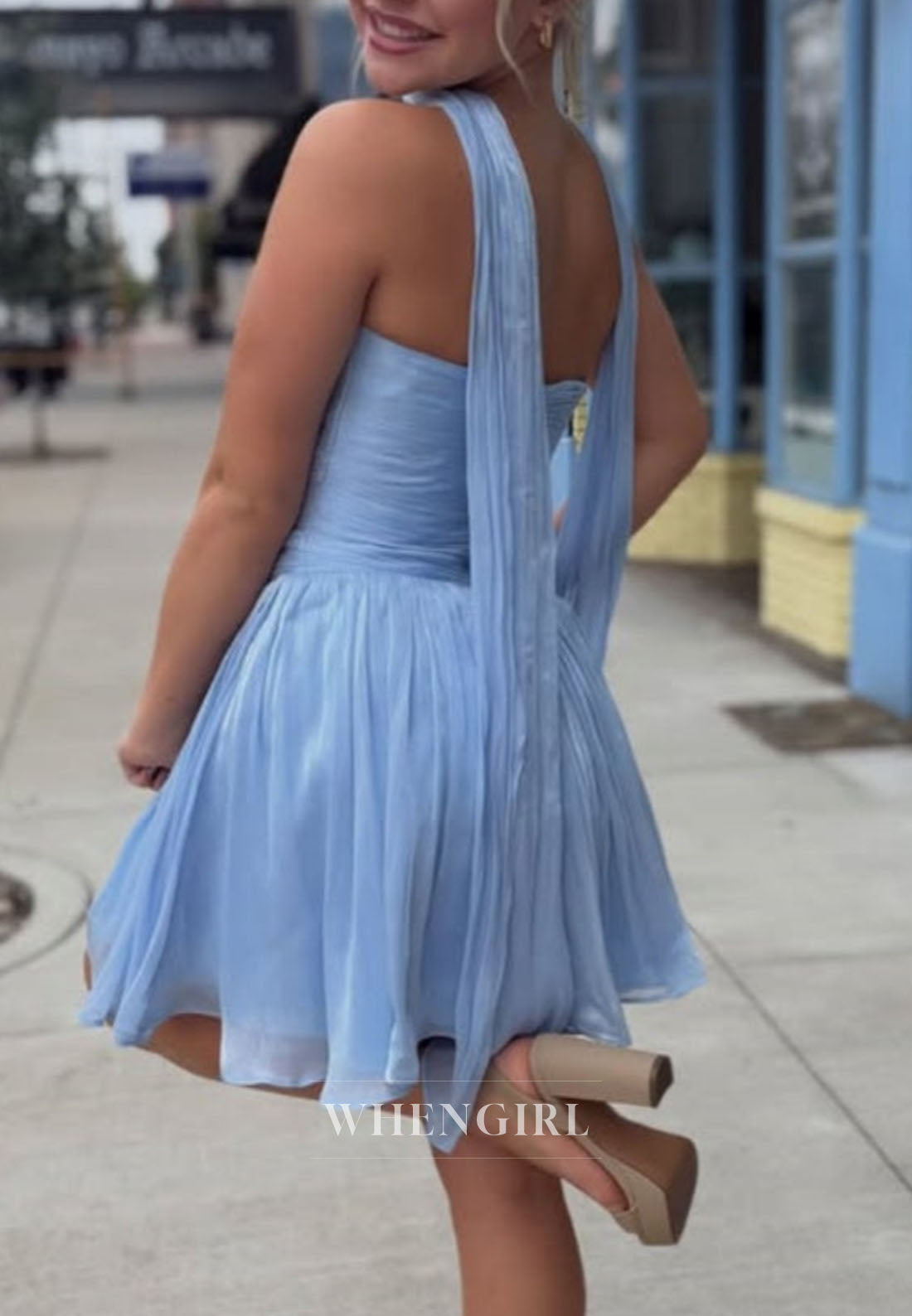 Strapless Sweetheart Mini Dress with Long Neck Scarf