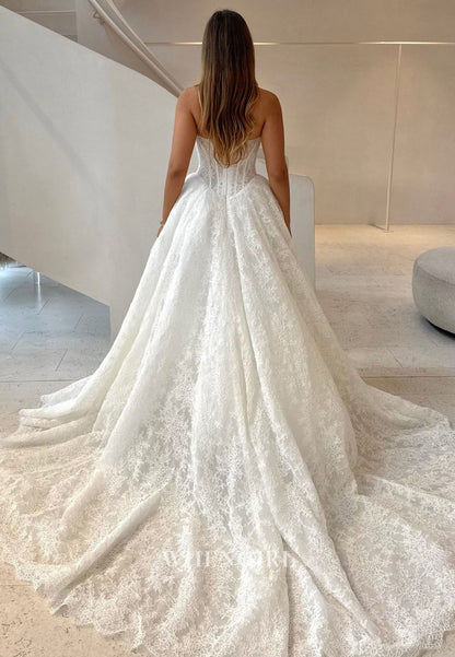 Strapless Lace Corset Ball Gown Wedding Dress
