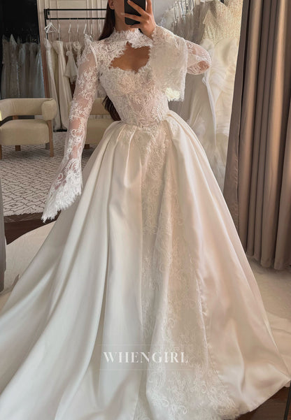 Lace and Satin Ball Gown Wedding Dress
