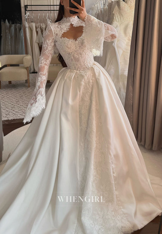 Lace and Satin Ball Gown Wedding Dress