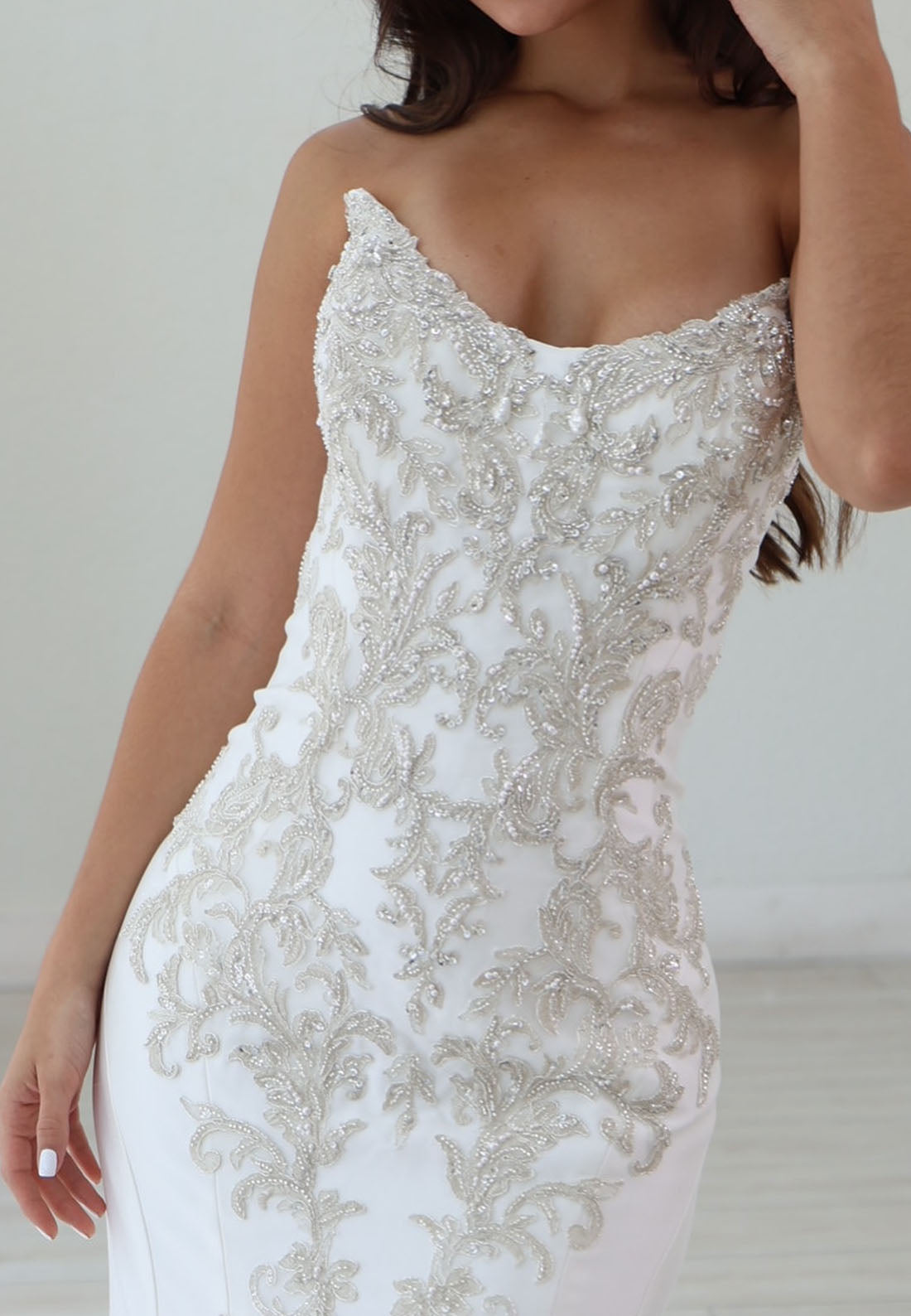 Strapless Beaded Embroidered Mermaid Wedding Dress