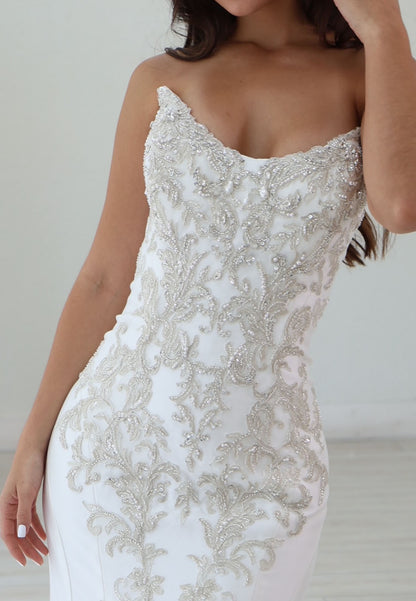 Strapless Beaded Embroidered Mermaid Wedding Dress