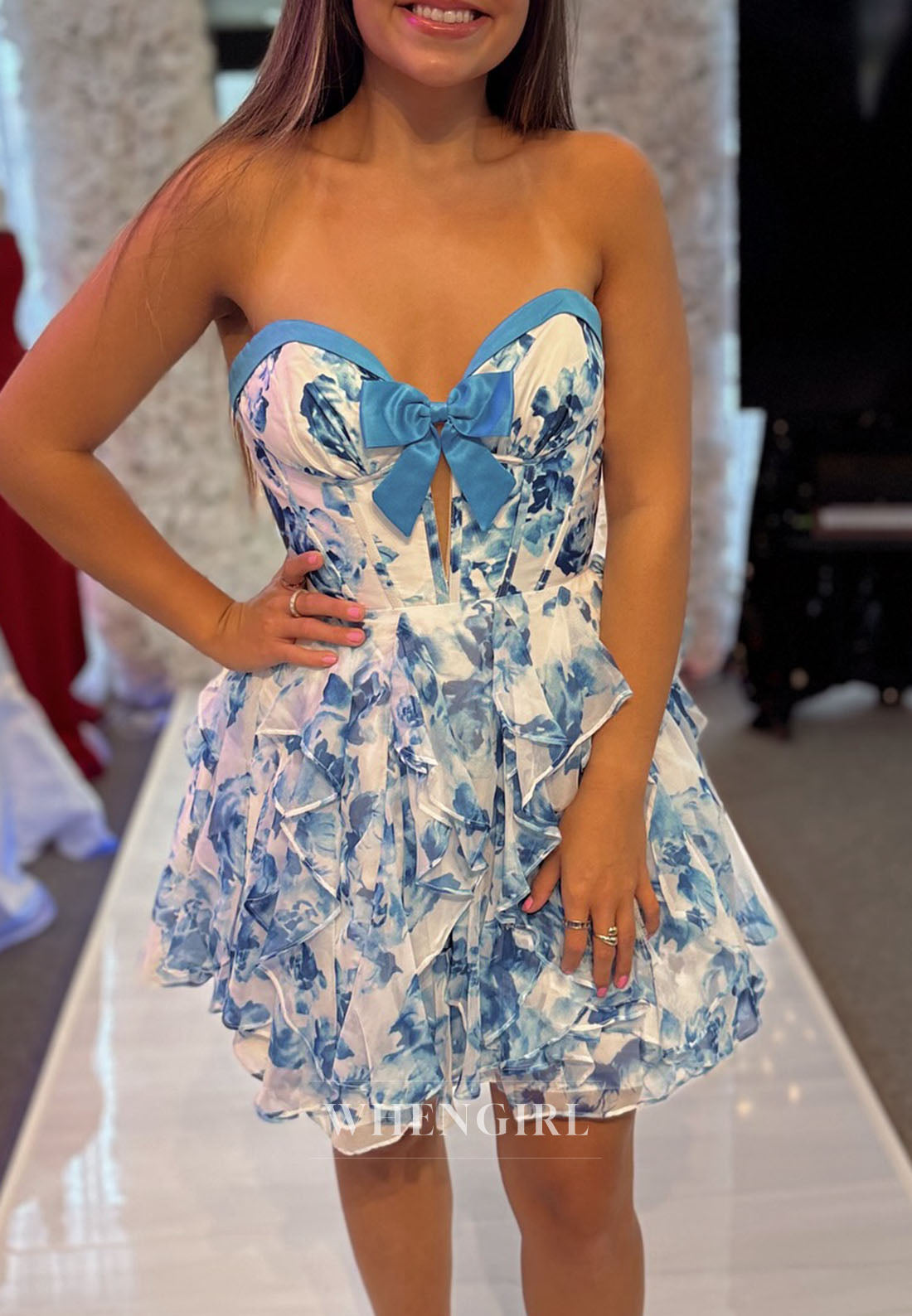 Strapless Tiered Ruffle Corset Mini Dress