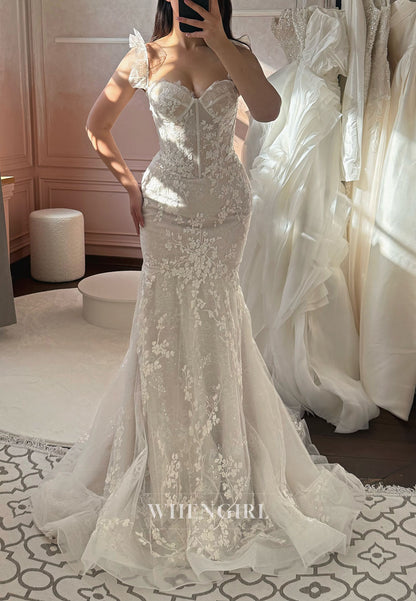 Corset Mermaid Wedding Dress with Floral Lace