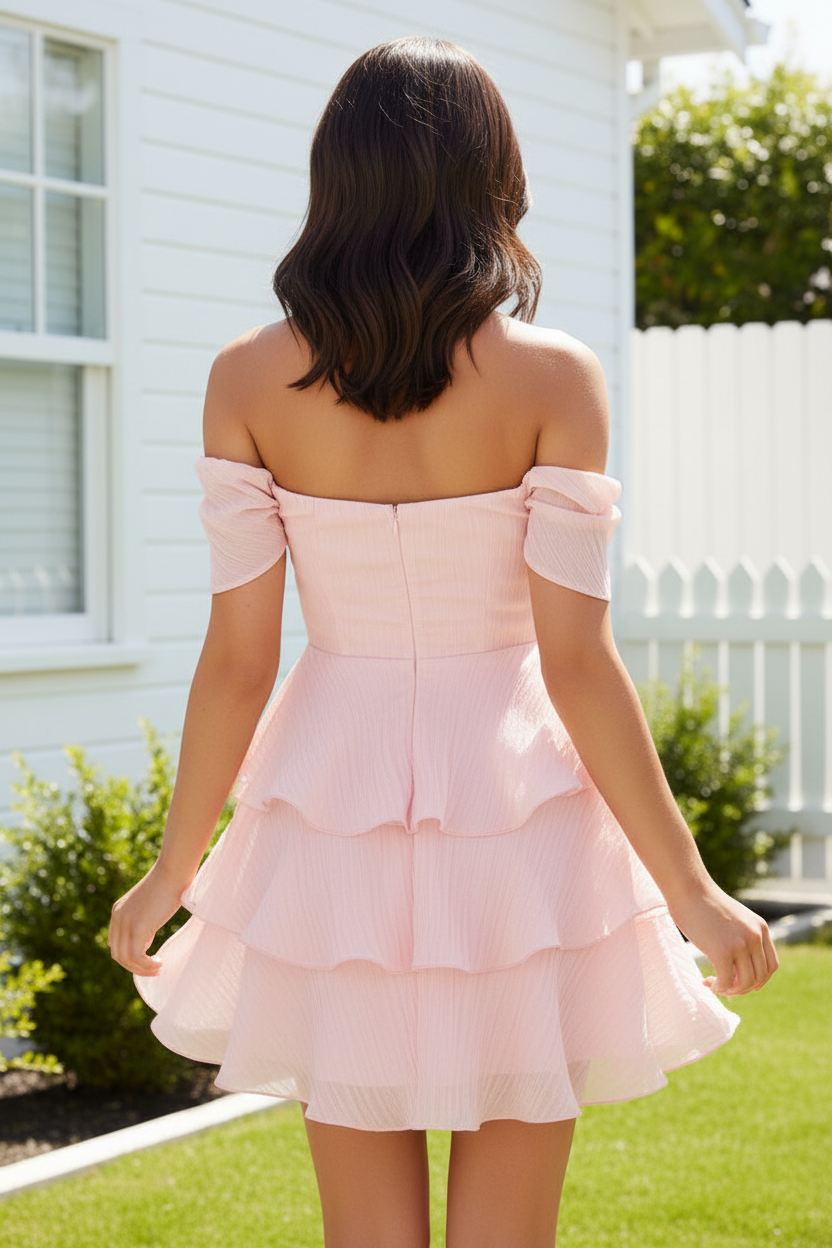 Tiered Ruffle Off-The-Shoulder Mini Dress