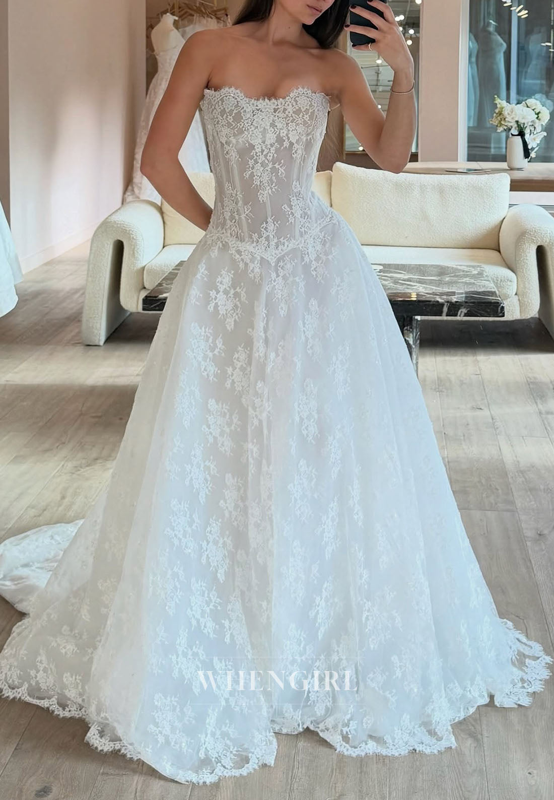 Strapless Corset Lace A-Line Wedding Dress