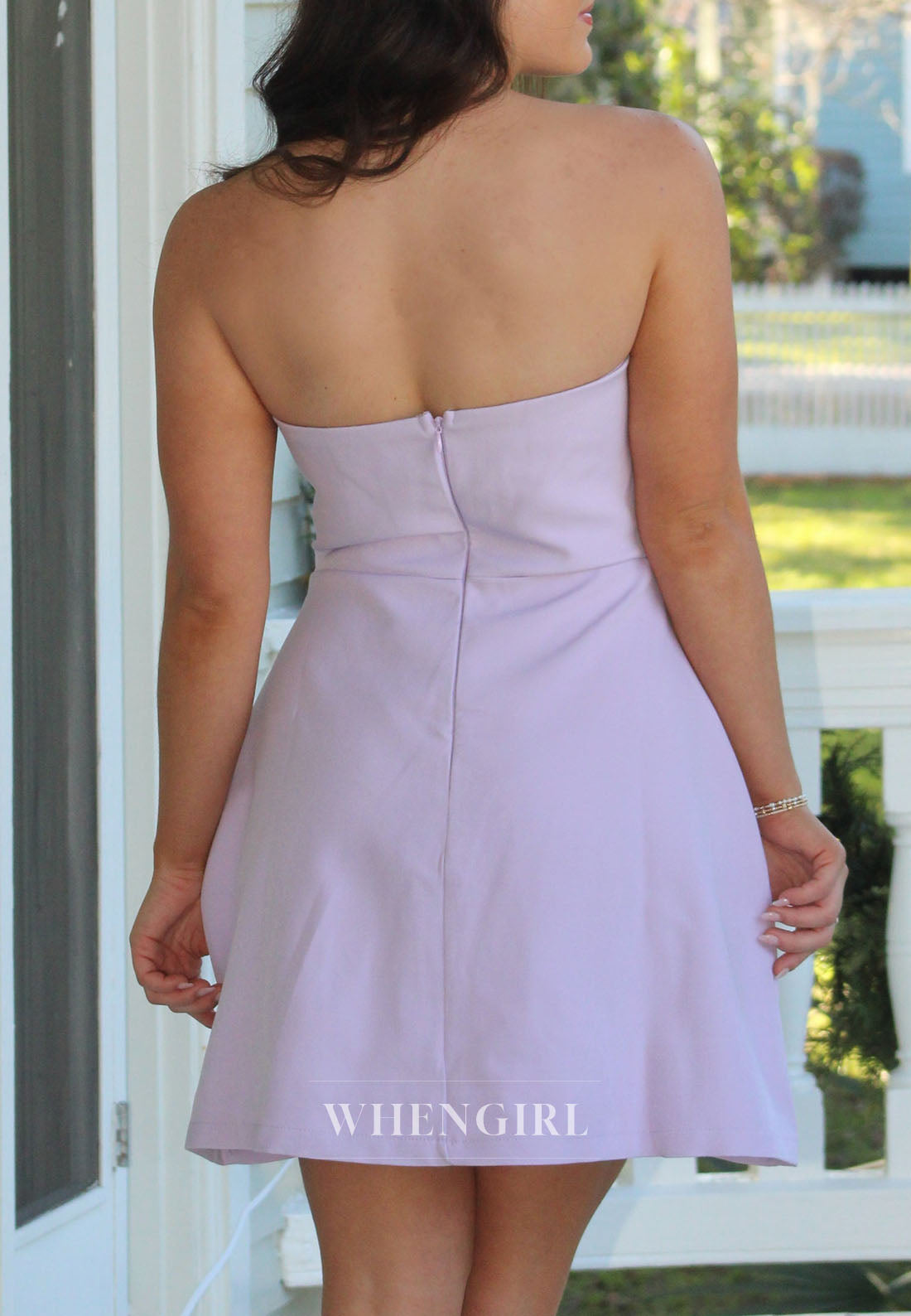 Strapless A-Line Mini Dress with 3D Flowers