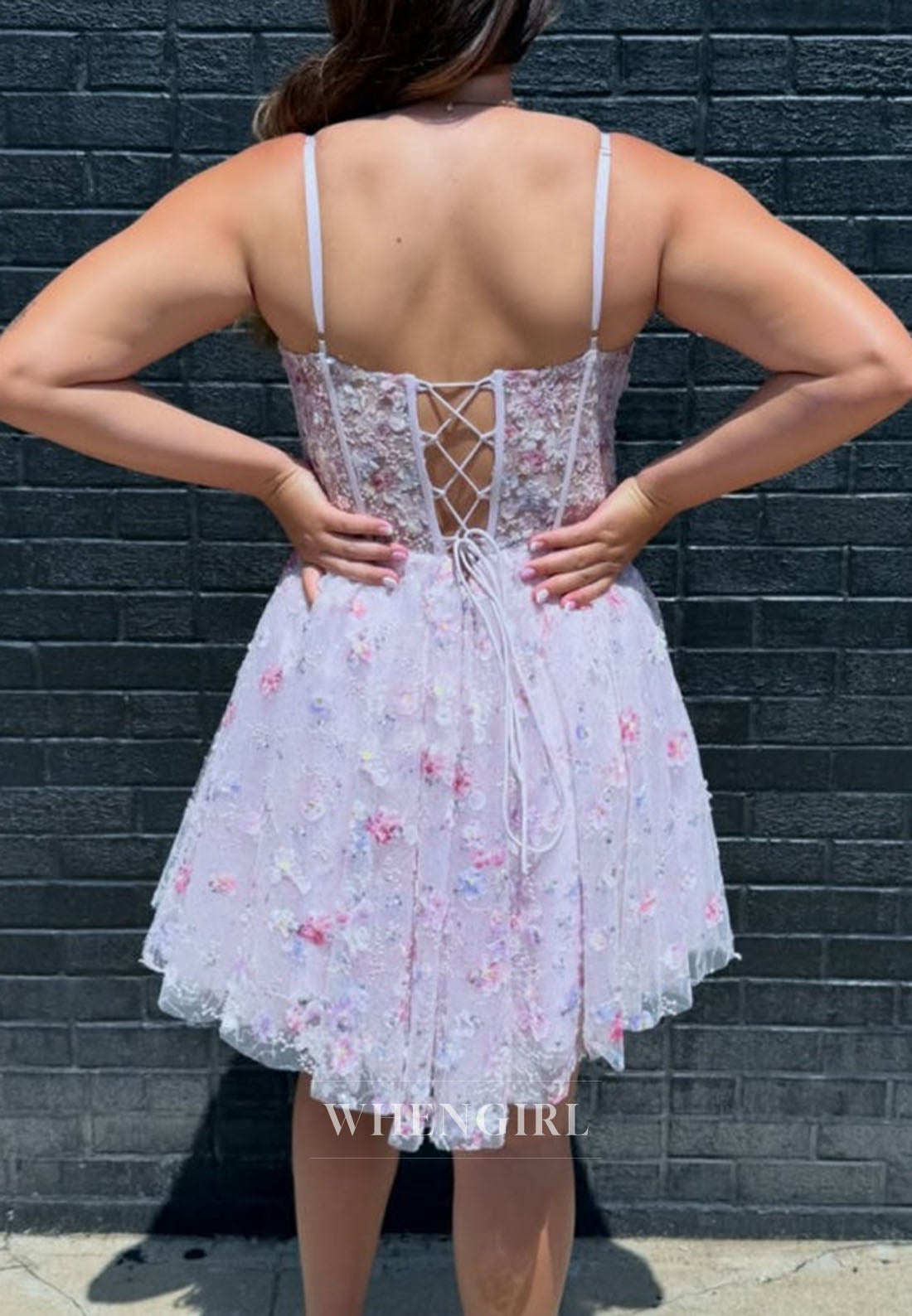 Floral Corset Mini Dress with Sheer Boned Bodice