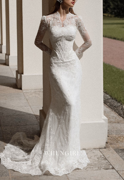Lace Long Sleeve Sheath Wedding Dress