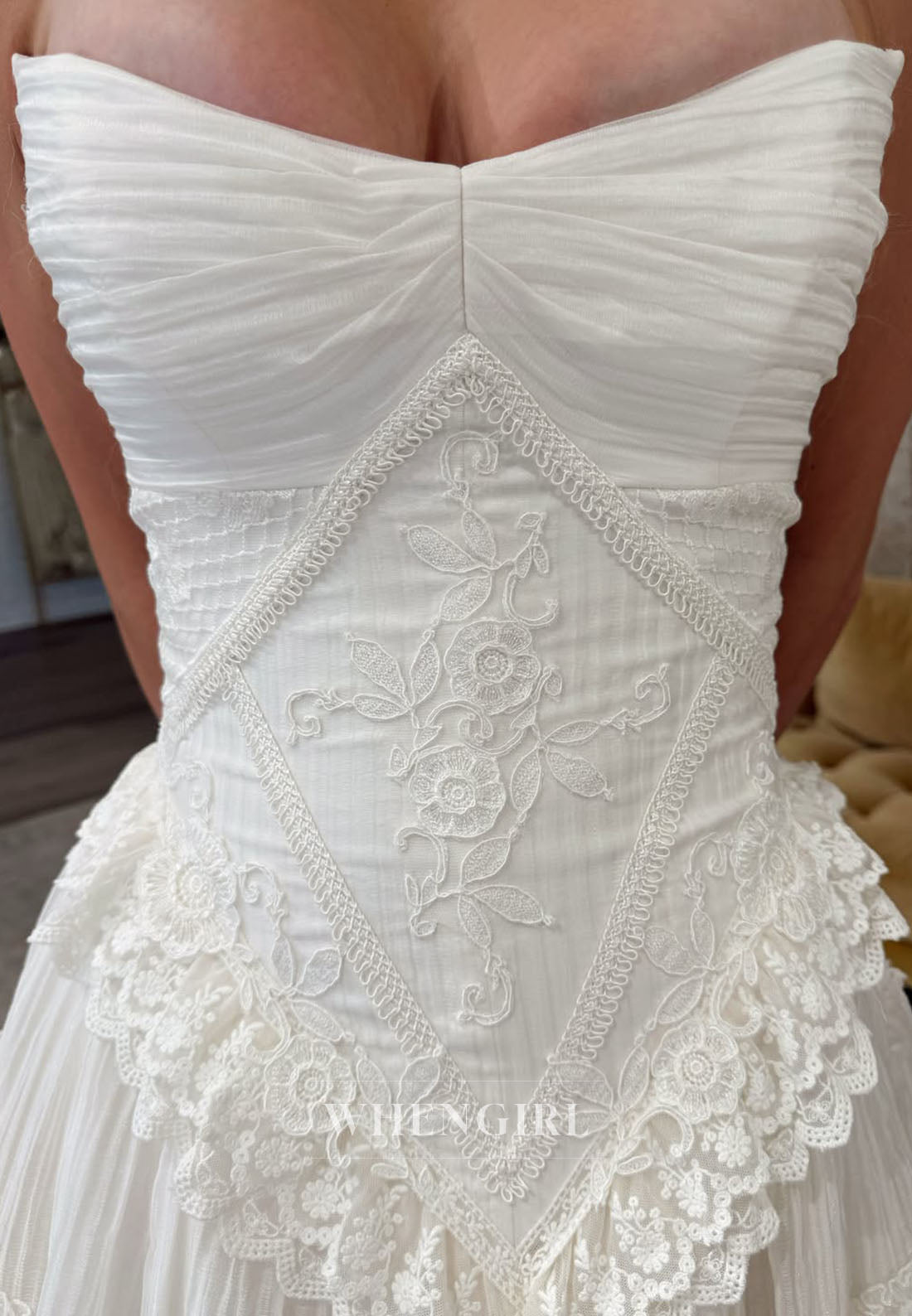 Strapless Basque Waist Pleated Wedding Dress