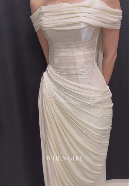 Corset Maxi Dress with Draped Off-the-Shoulder Wrap
