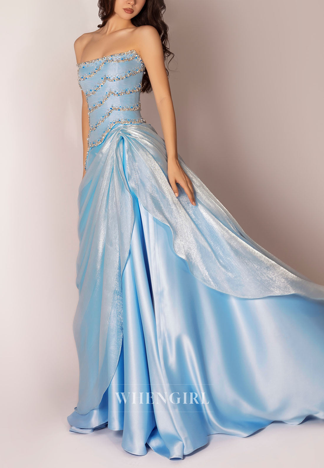 Strapless Beaded Corset Evening Gown