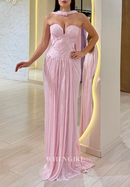 Strapless Pleated Gown with Cut-Out Back