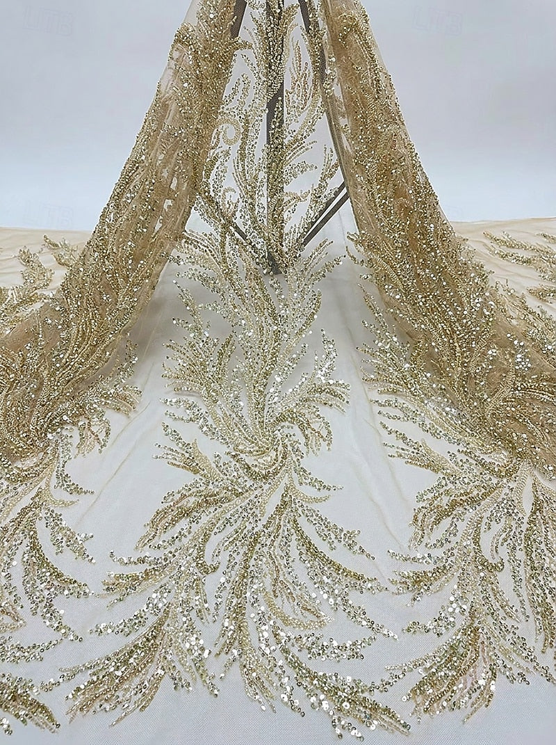 Sequin Embroidered 3/4 Sleeve Midi A-Line Dress
