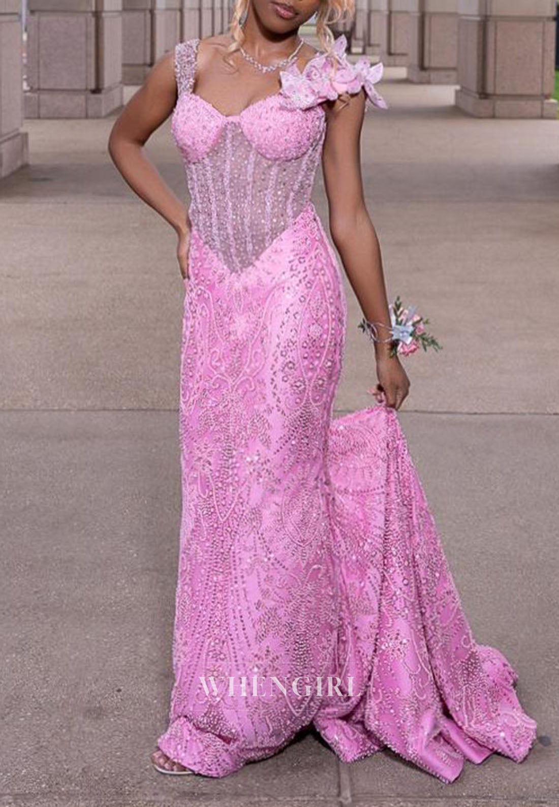 Embellished Mermaid Gown with Corset Bodice