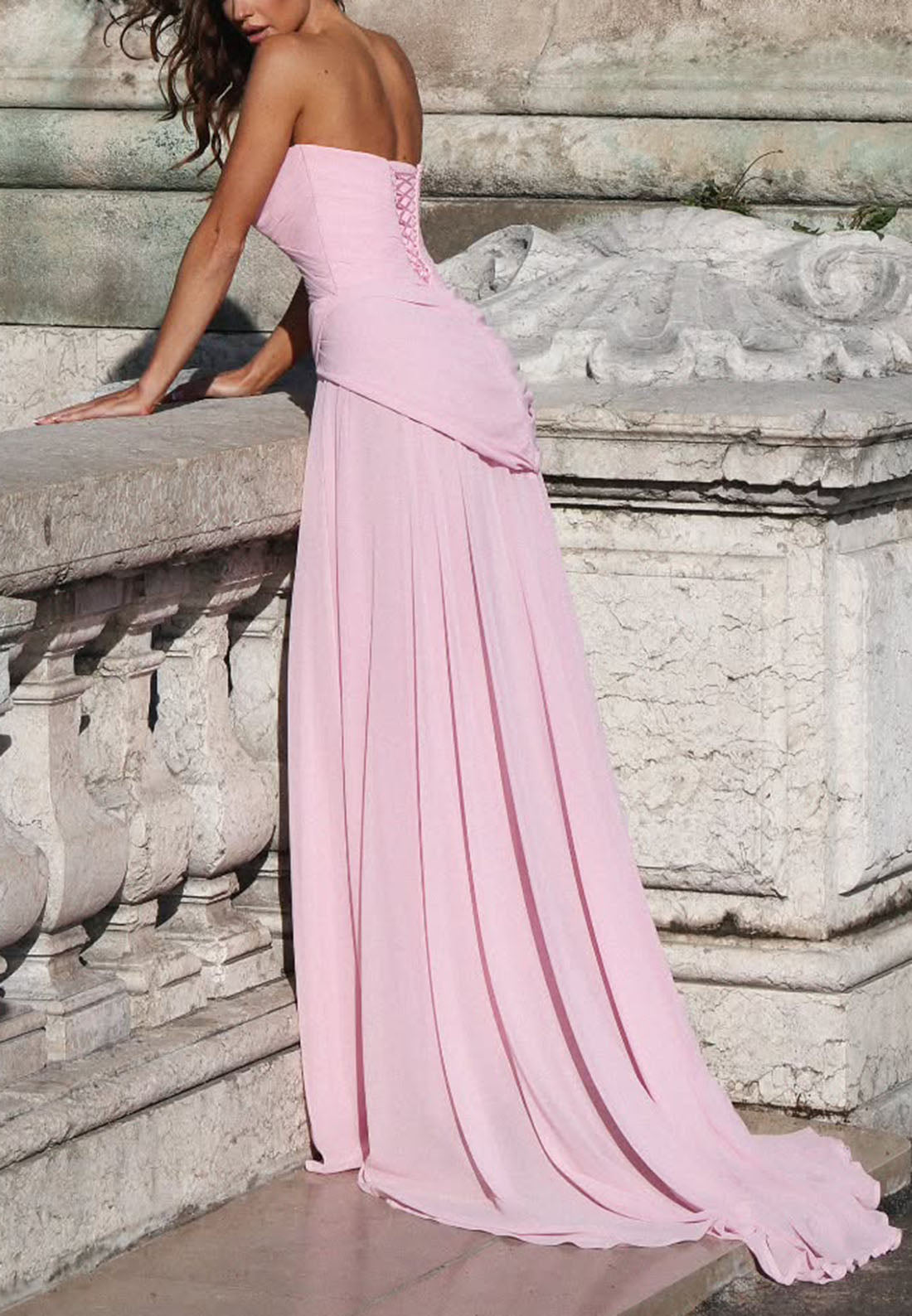 Strapless Sweetheart Maxi Dress with High Slit