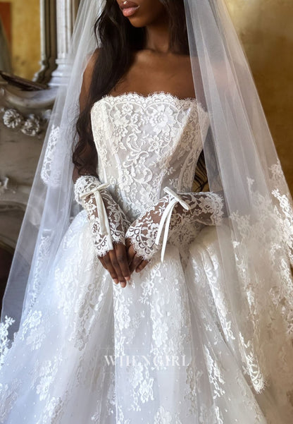Strapless Lace Corset Ball Gown Wedding Dress