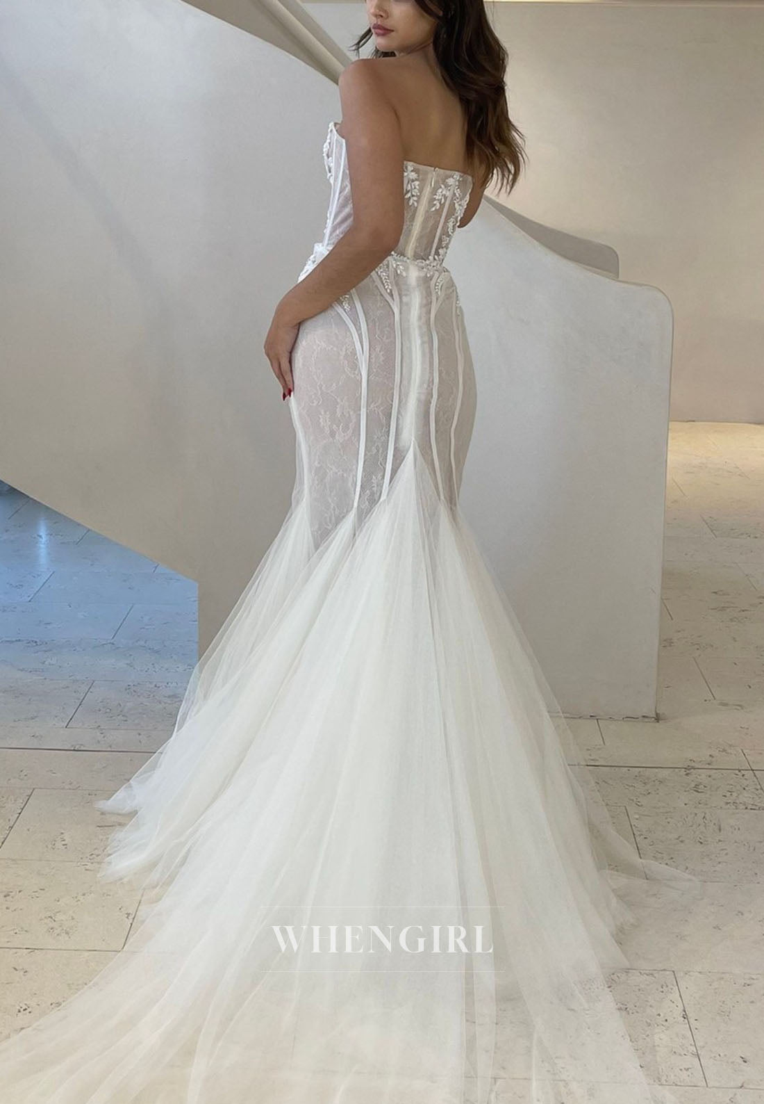Strapless Corset Lace Mermaid Wedding Dress