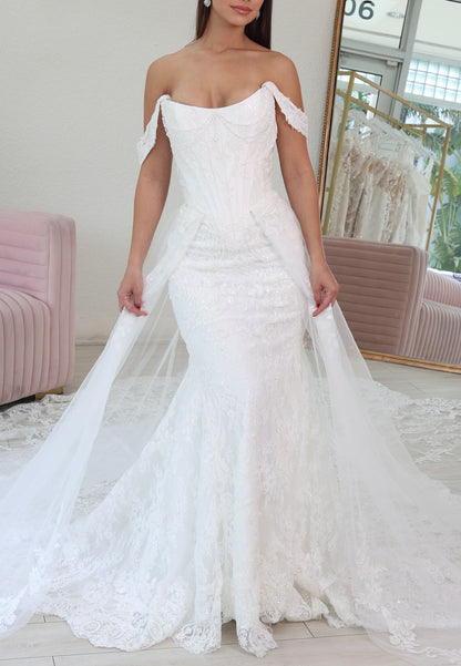 Corset Mermaid Lace Wedding Dress with Train