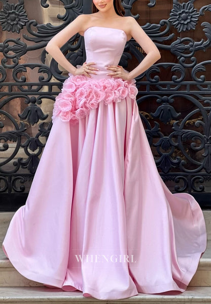 A-Line Gown with 3D Floral Waist Detail