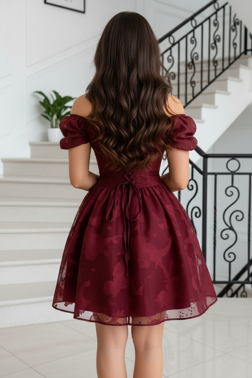 Corset Off-the-Shoulder Organza Homecoming Dress