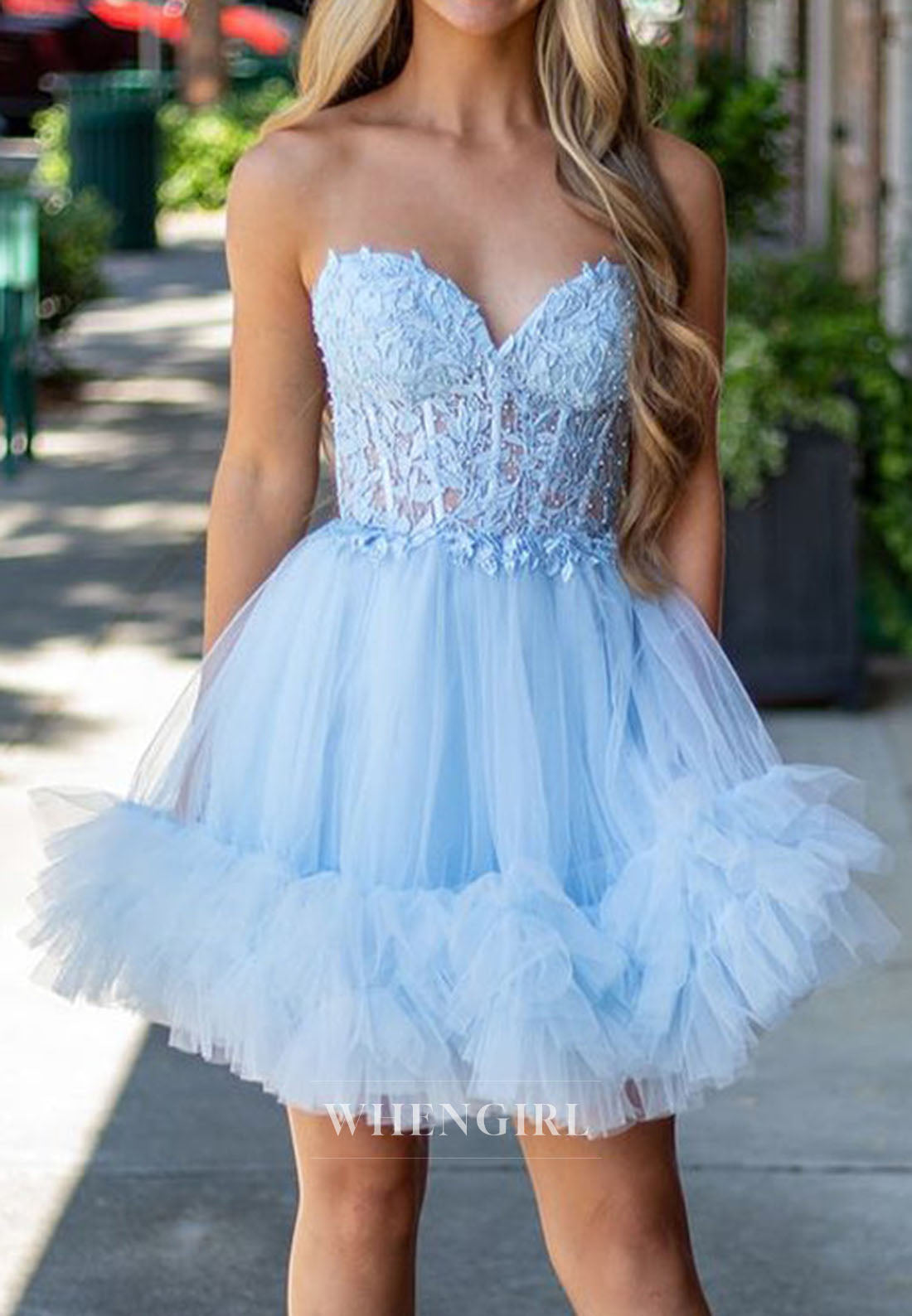 Strapless Sweetheart Corset Tulle Mini Dress