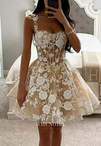 Floral Sequin Corset Mini Dress with V-Back