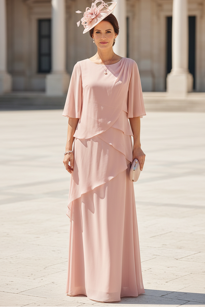 Tiered Chiffon Maxi Dress with Flutter Sleeves