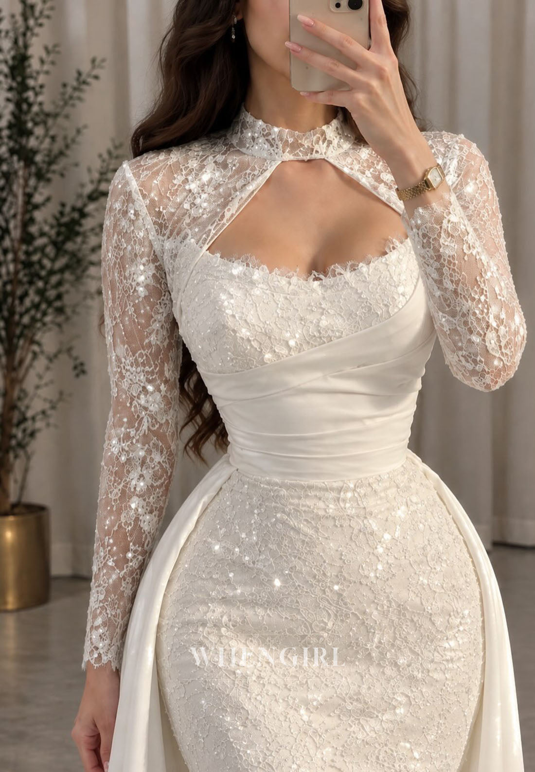 Lace Mermaid Wedding Dress with Overskirt