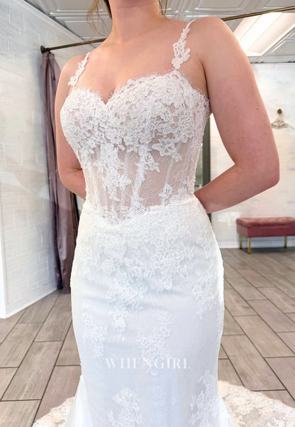 Lace Applique Mermaid Wedding Dress with Corset