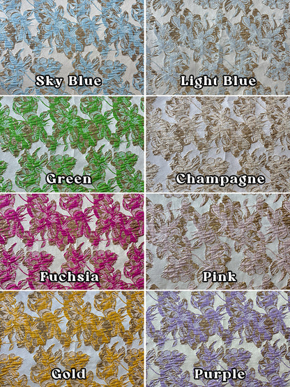 Floral Metallic Jacquard High Neck Shift Dress