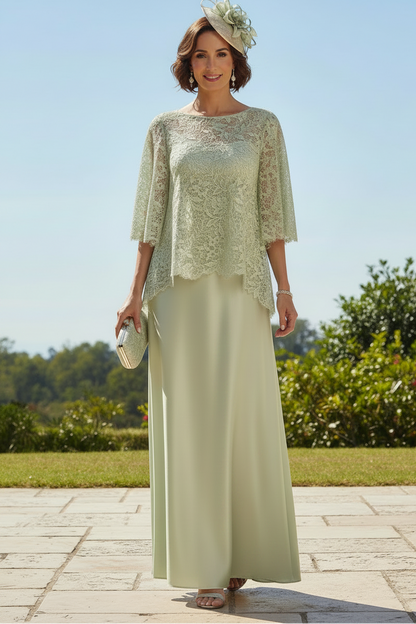 Lace Overlay Wide-Leg Formal Pantsuit