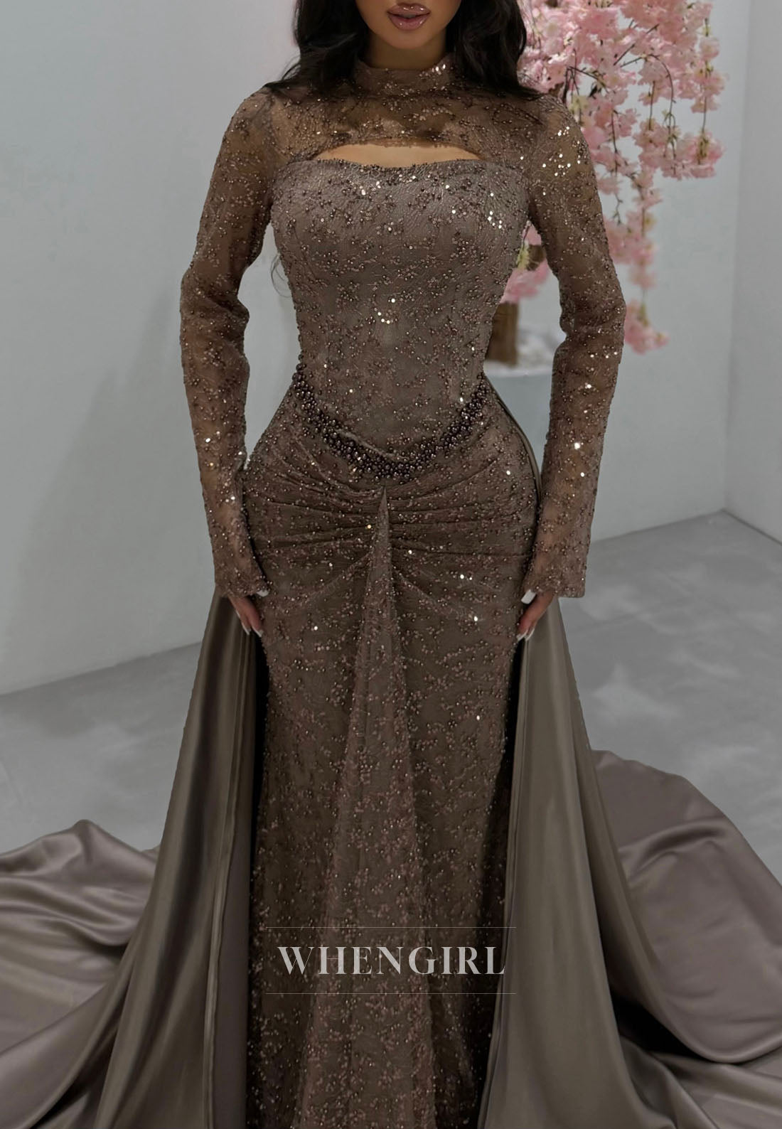 Embellished Gown with Cutout & Overskirt