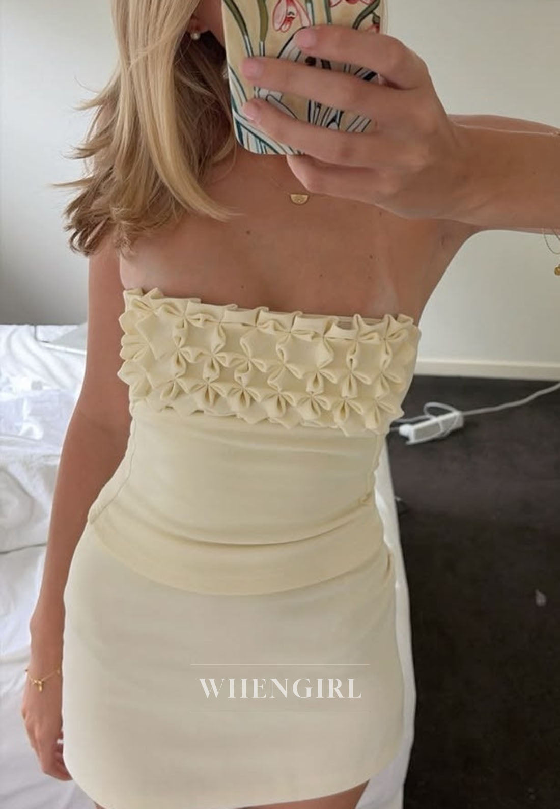 Textured Folded Bust Mini Dress