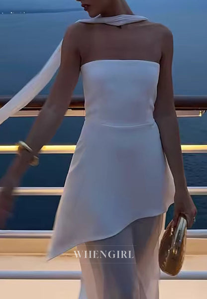 Strapless Layered Maxi Dress with High Slit