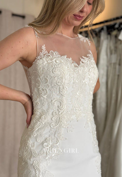 Lace Applique Illusion Mermaid Wedding Dress